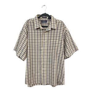 Susquehanna Trail Men's XXL Button Down Shirt Wrinkle Free Plaid Short Sleeves